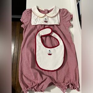 Janie & Jack romper and matching bib.  Size 12-18 months.